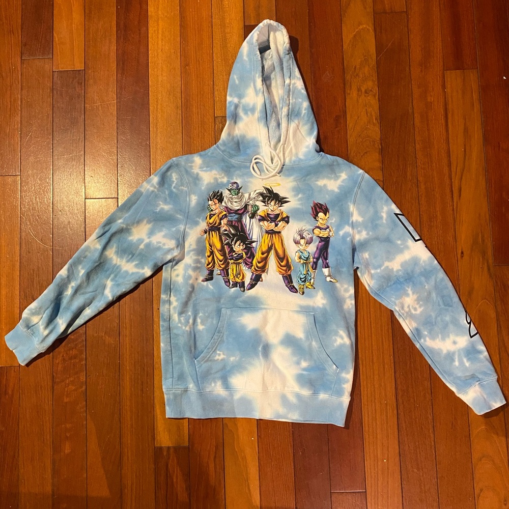 Dragonballz Blue Tie-Dye‎ Hoodie Anime Characters Y2K skater retro men’s S